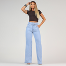 Compre 1 e Leve 2 Calça Jeans Modeladora Wide Leg c/ Elastano + Bolsa Trançada Sarah