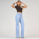 Compre 1 e Leve 2 Calça Jeans Modeladora Wide Leg c/ Elastano + Bolsa Trançada Sarah