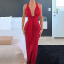 Vestido Longo Faixa na Cintura Costa Nua Tereza