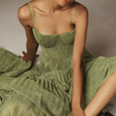 Vestido Longo Plissado com Alças Ingrid