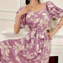 Vestido Estampa Floral e Laço Taynah