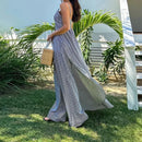 Conjunto Listrado Kafta com Abertura Central Fellinne | Elegância Livre