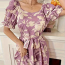 Vestido Estampa Floral e Laço Taynah